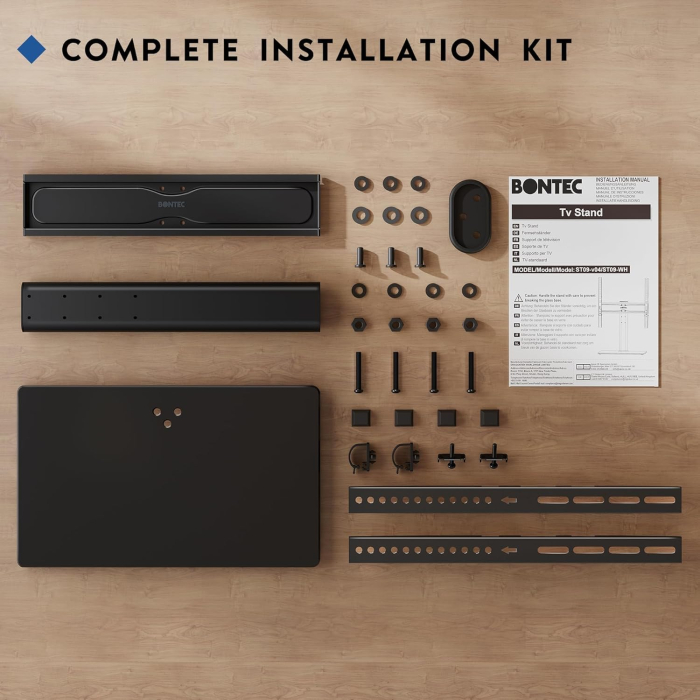 Suport TV cu stand Bontec® pentru televizor plat si curbat 24-60 inch, suporta greutate pana la 45 kg, VESA pana la 400 x 400 mm, masa, birou, comoda, inaltime ajustabila, prinderi din otel, multifunc [2]