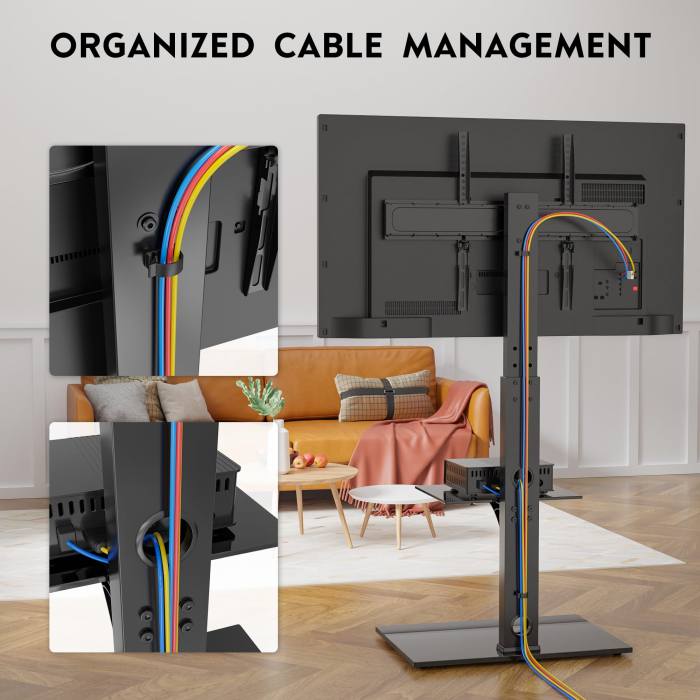 Suport TV cu stand Bontec® pentru televizor plat si curbat 30–70 inch, 40 kg, VESA 600x400, inaltime ajustabila, multifunctional. [5]