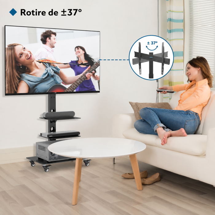 Suport TV Bontec® 30–70 inch – stand cu sticla securizata si roti 360°, VESA 600x400. [6]