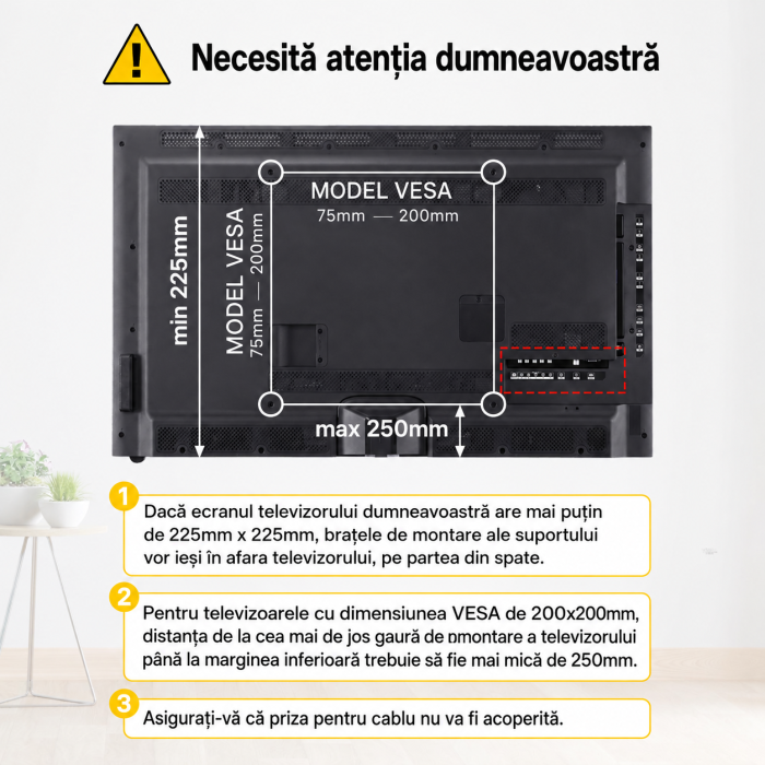 Suport TV de birou Bontec® 17–43 inch, VESA până la 200x200, rotire ±50°, 3 niveluri reglare înălțime, bază sticlă securizată, până la 45 kg, negru. [2]