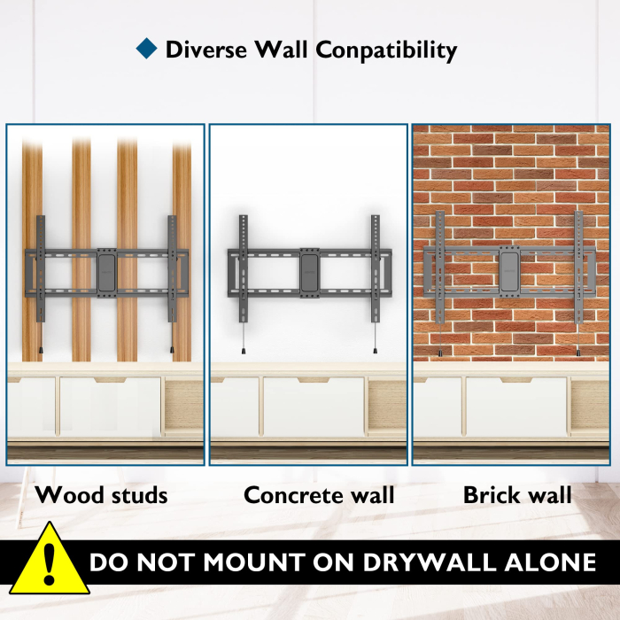 Suport TV de perete Bontec® universal 37–82 inch, VESA pana la 600x400, inclinare +1° / -8°, profil slim 38 mm, pana la 60 kg. [7]