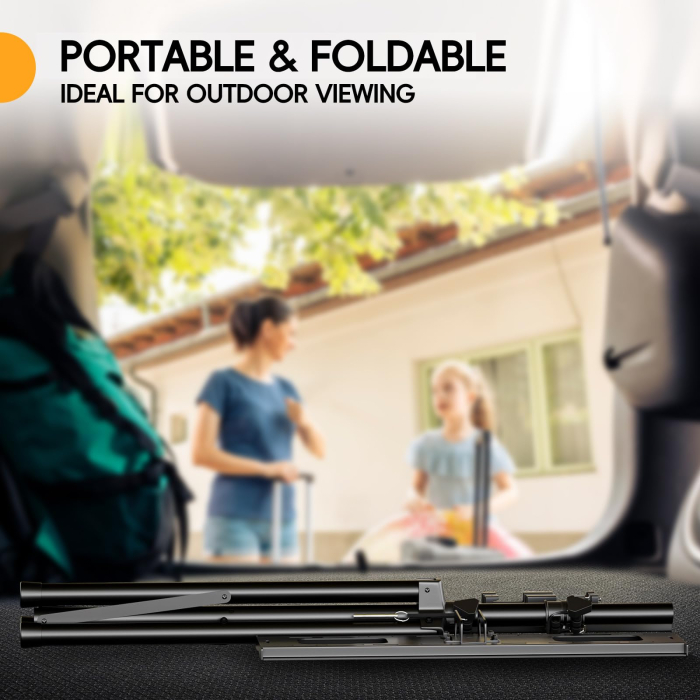 Suport TV Tripod pentru televizor 25–70 Inch, portabil, transportabil, Reglabil pe Inaltime, Inclinare ±15°, VESA 600x400, suporta 49 kg, foarte stabil, Negru [2]