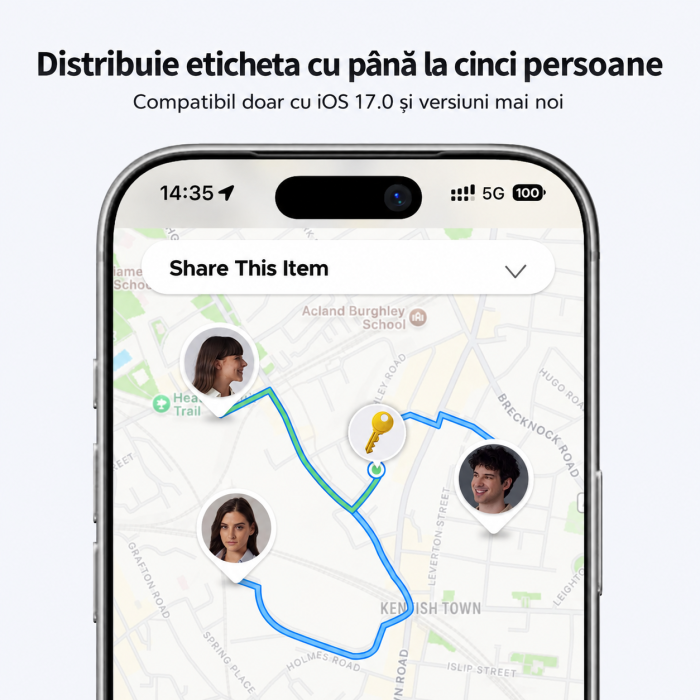 Tracker AirTag Bluetooth UGREEN® FineTrack compatibil Apple Find My (iOS), Set 4 buc, localizator obiecte cu baterie inlocuibila 2 ani, certificat Apple MFi [9]