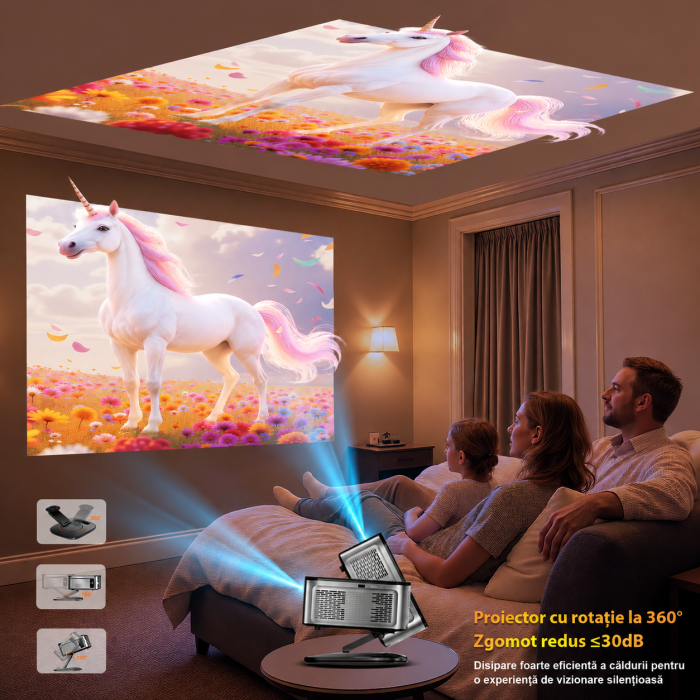 Proiector Smart XIWBSY 4K Google TV 2025, 1500 ANSI, Full HD 1080P, WiFi 6, Bluetooth 5.3, HDR10, Autofocus AI, Proiectie Tavan [6]
