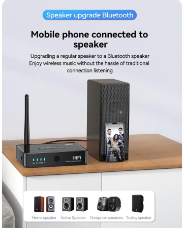 Adaptor audio Bluetooth AdyMel® – SD, USB, NFC, telecomanda, RCA, AUX 3.5 mm, acumulator, negru. [3]