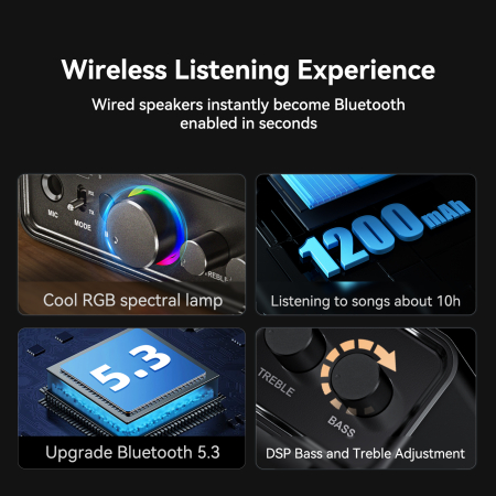 Adaptor Bluetooth 5.3 AdyMel® audio profesional – TX/RX, USB, Optical, Coaxial, RCA, AUX 3.5 mm, negru. [8]