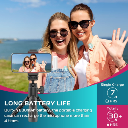 Lavaliera profesionala AdyMel® pentru iPhone 2 microfoane wireless, Lightning, cu carcasa incarcare, alba. [5]