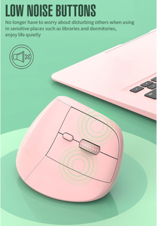 Mouse wireless AdyMel® ergonomic vertical – 2.4GHz + BT 5.0, 4000 DPI, reincarcabil, roz [4]