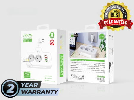 Prelungitor multifunctional AdyMel® – lampa veghe, PD 20W, 2x Type-C, 2x USB 3.4A, touch, negru. [4]