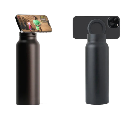 Termosuri si Cani termos - Sticla termos cu magnet AdyMel® – suport telefon, izolatie dubla, negru.