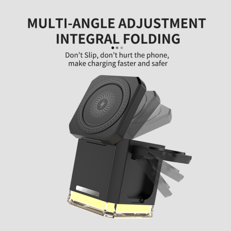 Incarcator wireless fast charger AdyMel® 4 in 1 – lampa veghe, 15W, telefon, casti, smartwatch, negru. [3]