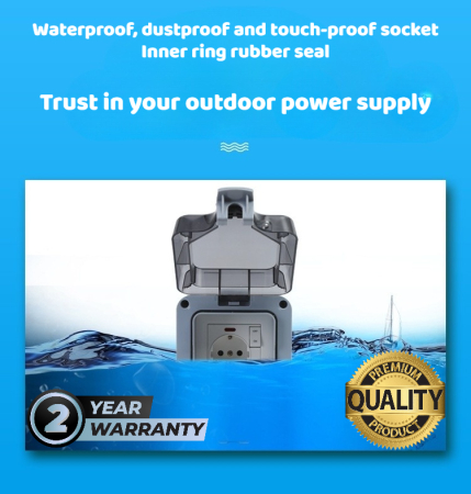 Priza exterior AdyMel® IP66 – standard EU 250V/16A, cu intrerupator si indicator luminos, gri. [2]