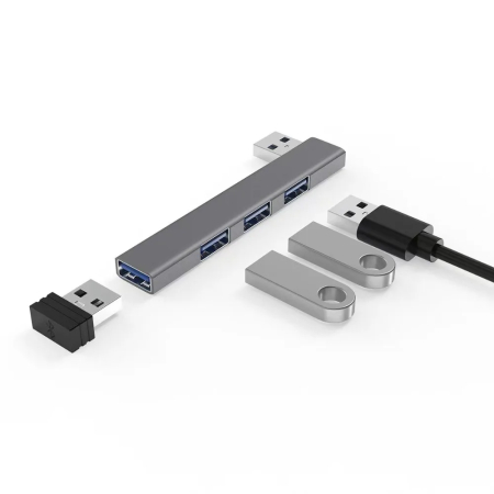 Accesorii PC, Laptop, Tablete & Telefoane - Adaptor USB 4 in 1 AdyMel® – hub aluminiu cu 4 porturi USB 3.0 si 2.0, albastru.