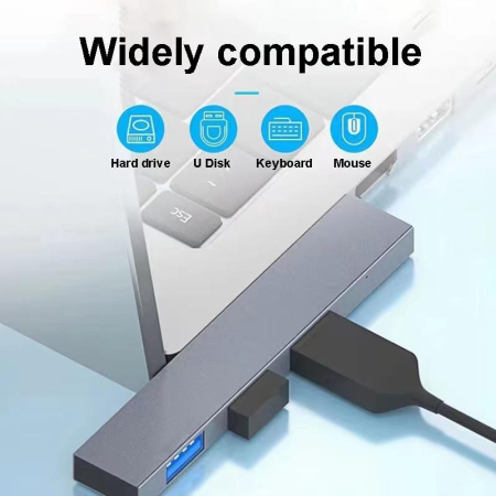 Adaptor USB Type C 4 in 1 AdyMel® – hub aluminiu cu 4 porturi USB, gri. [3]