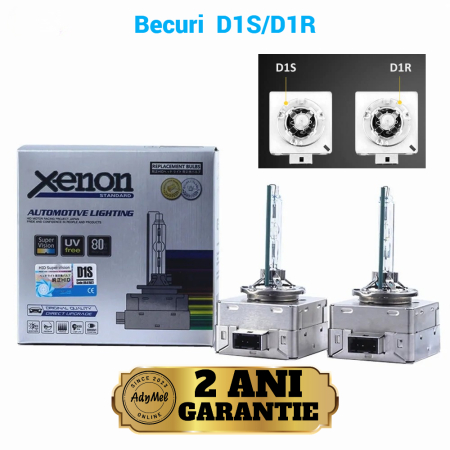 Becuri xenon D1S AdyMel® – set 2 buc, 35W, lumina alba 6000K, 4500LM, bixenon. [1]