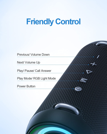 Boxa portabila profesionala MIFA® 60W – pure bass, HiFi, IPX7, RGB, 30h. [4]