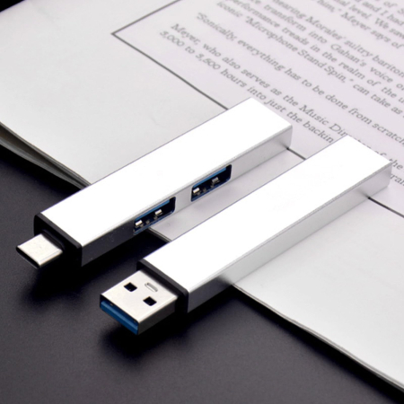Adaptoare, Hub-uri Usb - Adaptor USB Type C si Type A AdyMel® – hub aluminiu, USB 3.0, gri.