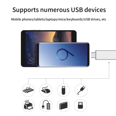 Adaptor USB Type C si Type A AdyMel® – hub aluminiu, USB 3.0, gri. [2]