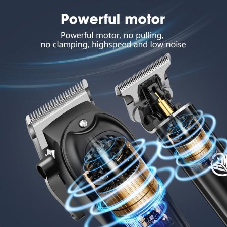 Masina de tuns profesionala Hiena Pro® – set 2 buc, reincarcabila USB, negru. [2]