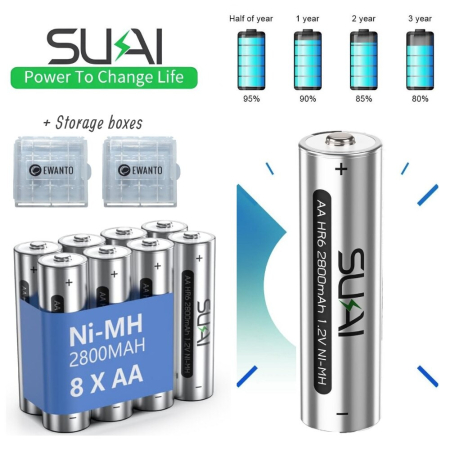 Casa & Birou - Baterii reincarcabile Sukai® AA HR6 – 2800 mAh, Ni-MH, set 8 buc.
