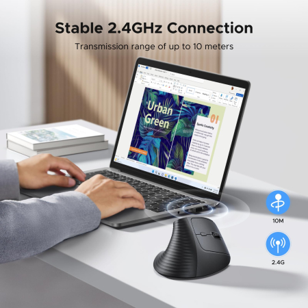 Mouse wireless UGREEN® M571 – ergonomic vertical, 2.4GHz, 4000 DPI. [1]