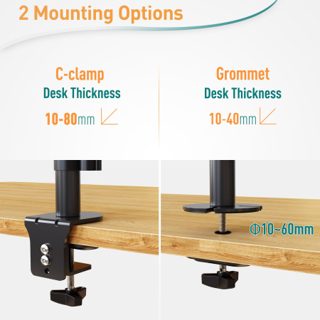 Suport 3 monitoare Elived® 17–32 inch – VESA 75x75/100x100, reglabil, negru. [8]