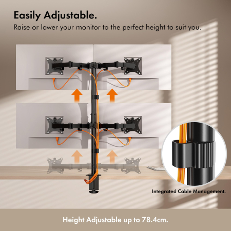 Suport 4 monitoare Vonhaus® 17–32 inch – VESA 75x75/100x100, reglabil, negru. [2]