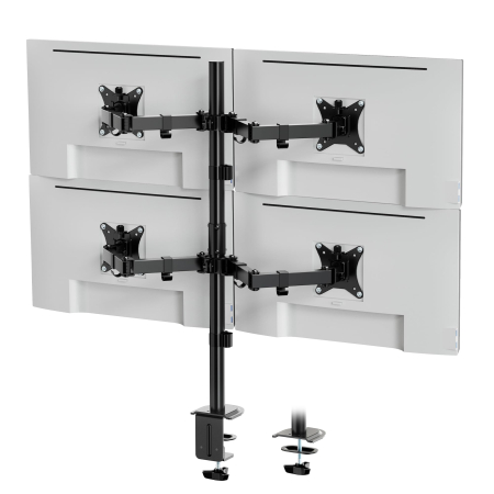 Accesorii Monitoare - Suport 4 monitoare Vonhaus® 17–32 inch – VESA 75x75/100x100, reglabil, negru.