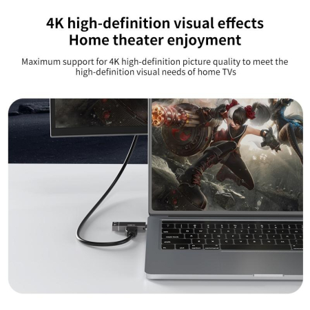 Adaptor Type-C la HDMI 3 in 1 AdyMel® – 4K 60Hz UHD, Aux, PD 100W. [1]