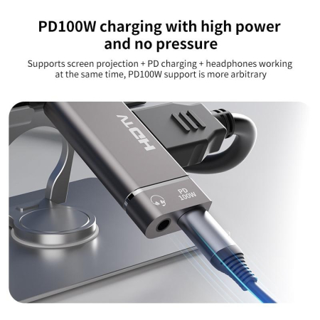 Adaptor Type-C la HDMI 3 in 1 AdyMel® – 4K 60Hz UHD, Aux, PD 100W. [3]