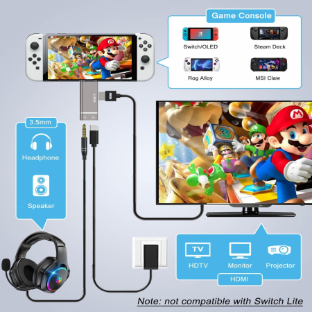 Adaptor Type-C la HDMI 3 in 1 AdyMel® – 4K 60Hz UHD, Aux, PD 100W. [5]