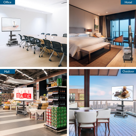 Suport TV Bontec® 30–70 inch – stand cu sticla securizata si roti 360°, VESA 600x400. [6]