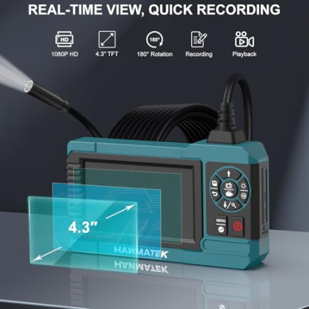 Endoscop industrial profesional HANMATEK® 1080P – IP67, SD 32GB, cablu 5 m, LED reglabil. [2]