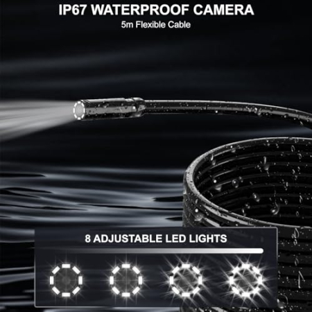 Endoscop industrial profesional HANMATEK® 1080P – IP67, SD 32GB, cablu 5 m, LED reglabil. [4]