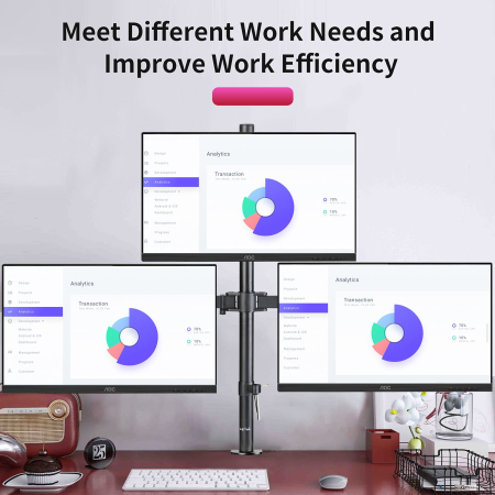 Suport pentru 3 monitoare Suptek® 13–27 inch – brate rotative 360°, ajustabil, negru. [5]