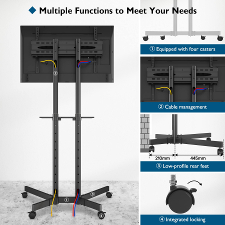 Suport TV Bontec® 32–85 inch – stand cu roti 360°, VESA 600x400, multifunctional. [3]