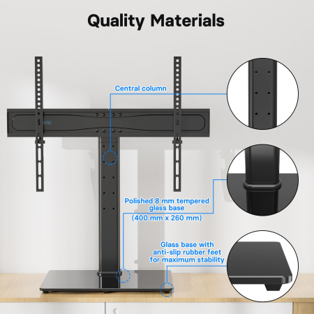 Suport TV Bontec® 26–65 inch – plat si curbat, VESA 600x400, multifunctional. [2]