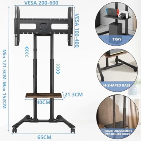Suport TV premium Adymel® 32–85 inch – stand cu roti 360°, VESA 600x400, multifunctional. [4]