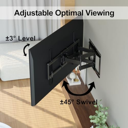 Suport TV universal extensibil – 37–85 inch, VESA 100x100–600x400, inclinare, rotire, pana la 60 kg, negru. [2]