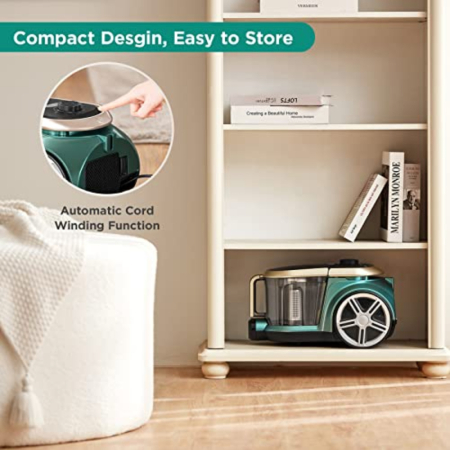 Aspirator fara sac Eureka® Apollo – cilindric, 800 W, 2,2 l, pentru covoare si pardoseli, verde. [4]