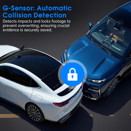 AM263 - Camera video auto fata si spate, camera dubla QHD 2.5K / 2560 x 1440P pentru masina, vedere nocturna superioara, inregistrare in bucla, ecran IPS de 3.39 inch, card de 64GB inclus, unghi larg de 160°, mod parcare 24h [5]