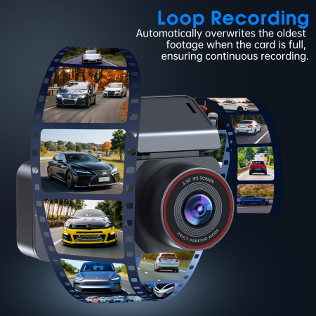 AM263 - Camera video auto fata si spate, camera dubla QHD 2.5K / 2560 x 1440P pentru masina, vedere nocturna superioara, inregistrare in bucla, ecran IPS de 3.39 inch, card de 64GB inclus, unghi larg de 160°, mod parcare 24h [2]