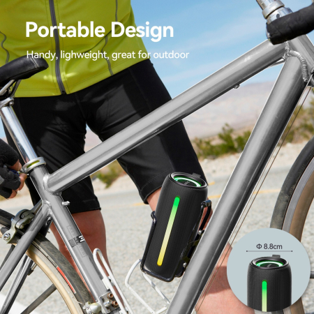 AM271 - Boxa portabila Oraolo® , 20 watt, Bluetooth 5.4, Functie TWS Pairing x 2, Rezistenta la apa IPX6, Acumulator, Lumini RGB, Type C, Conexiune AUX, Slot SD Card si USB, Negru [6]