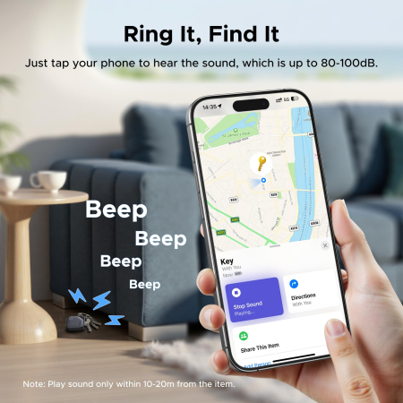 Tracker AirTag Bluetooth UGREEN® FineTrack compatibil Apple Find My (iOS), Set 4 buc, localizator obiecte cu baterie inlocuibila 2 ani, certificat Apple MFi [4]