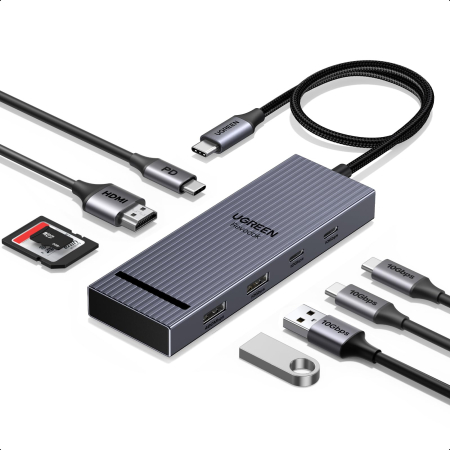 Accesorii PC, Laptop, Tablete & Telefoane - AM289 - Hub USB-C UGREEN Revodok Pro 108, 8 in 1 , HDMI 4K 60Hz, PD 100W, USB 3.2 10Gbps, cititor SD/TF, adaptor docking station pentru laptop MacBook, Windows, Android