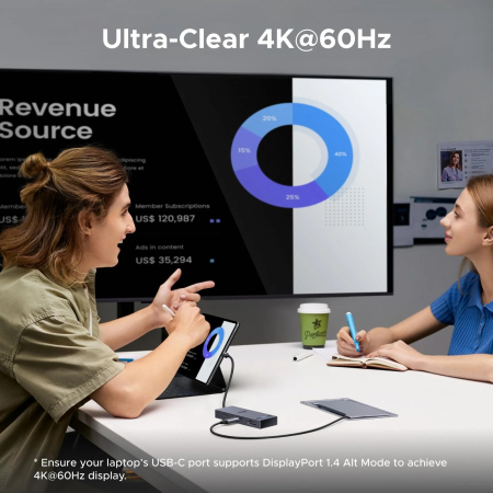AM289 - Hub USB-C UGREEN Revodok Pro 108, 8 in 1 , HDMI 4K 60Hz, PD 100W, USB 3.2 10Gbps, cititor SD/TF, adaptor docking station pentru laptop MacBook, Windows, Android [6]