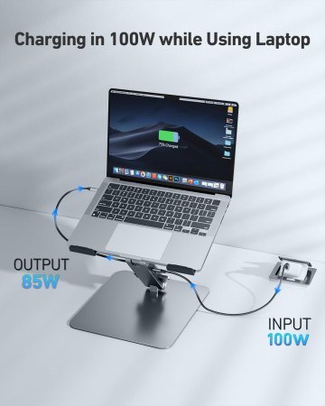 AM292 - Suport laptop cu docking station USB-C 7 in 1 BENFEI, HDMI 4K 60Hz, PD 100W, 10Gbps, cititor carduri SD/MicroSD, stand reglabil aluminiu, compatibil MacBook/XPS [4]