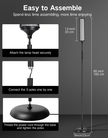 AM295 - Lampadar de podea RGBICW Smart LED , lampa de podea cu control app si telecomanda, 16M culori, 32 moduri, sincronizare muzica, veioza reglabila 2200K-6500K, 1500lm, Negru [8]
