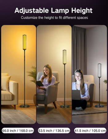 AM295 - Lampadar de podea RGBICW Smart LED , lampa de podea cu control app si telecomanda, 16M culori, 32 moduri, sincronizare muzica, veioza reglabila 2200K-6500K, 1500lm, Negru [2]