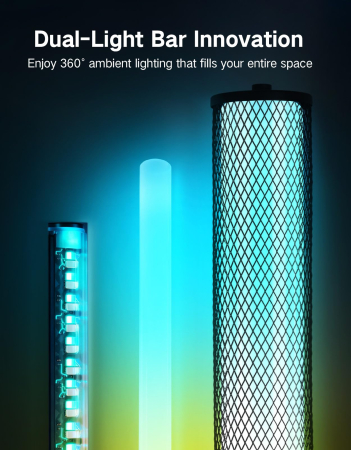 AM295 - Lampadar de podea RGBICW Smart LED , lampa de podea cu control app si telecomanda, 16M culori, 32 moduri, sincronizare muzica, veioza reglabila 2200K-6500K, 1500lm, Negru [6]